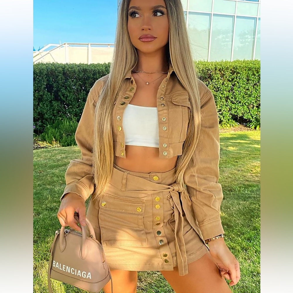 Jacket And Mini Skirt Set- Women